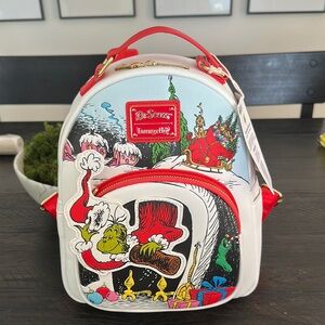 Loungefly Dr. Seuss Grinch White and Red Mini Backpack